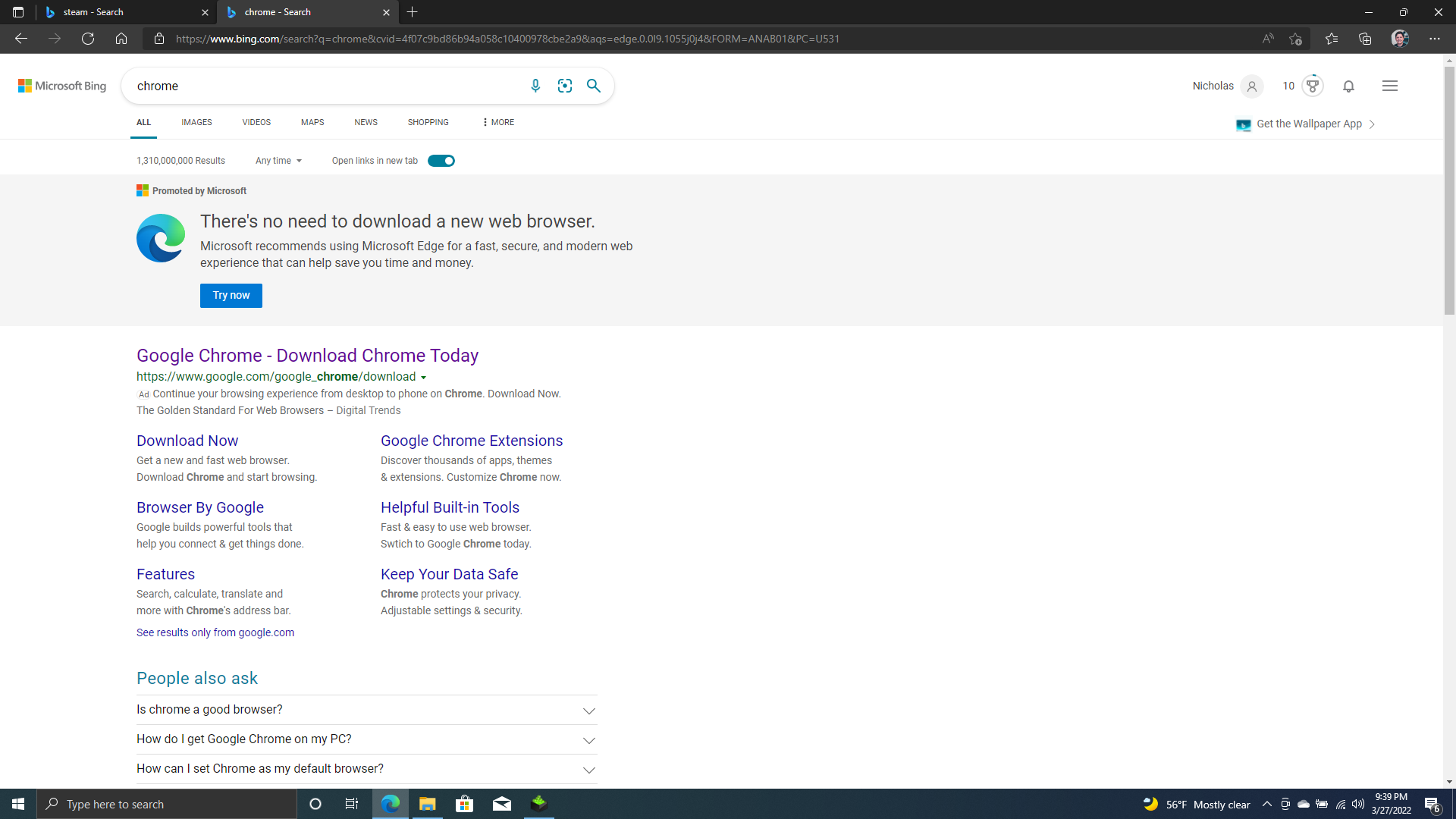 Bing Search Edge ad